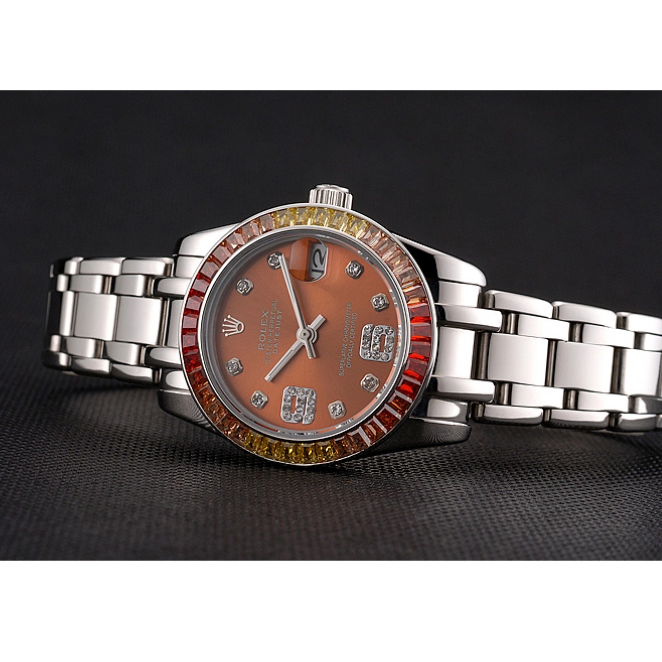 AAA replica watch Dial Pearlmaster Cognac Bracelet Steel Stainless And 39 Case Datejust Rolex 0725